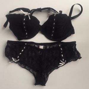 Gina Vior Black Bra Underwire 34C Pantie M Set